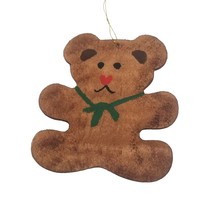 Vintage Wooden Christmas Ornament Homemade Teddy Bear LANA Craft Kids Holiday - £7.03 GBP