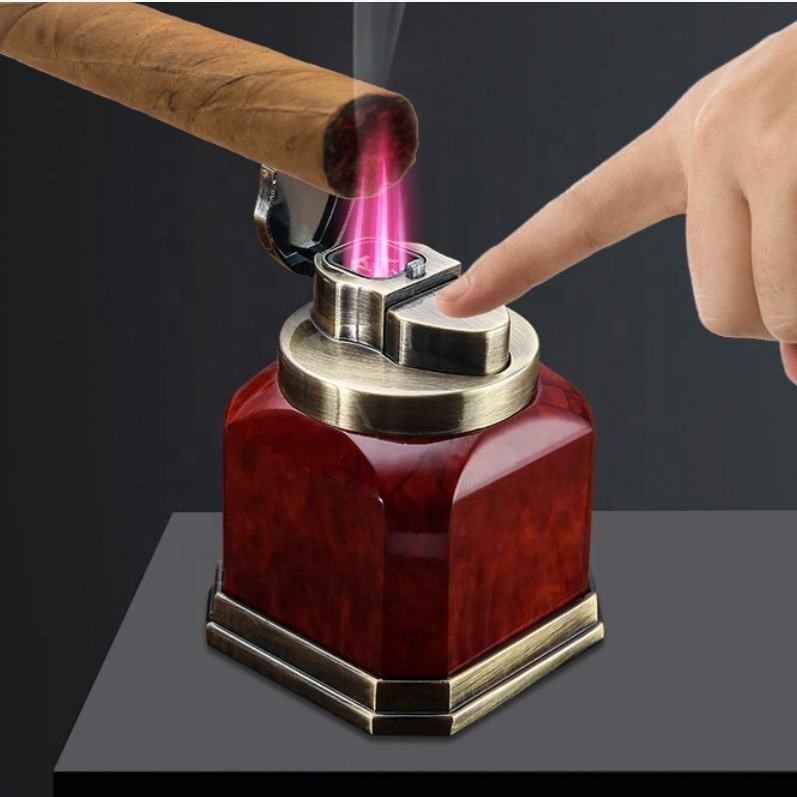 Quad Jet Flame Butane Lighter, Windproof Cigar Torch Table Ignition (san... - $28.95
