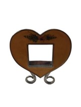 Metal Heart Shaped Enameled Picture Photo Frame Free Stand - £5.51 GBP