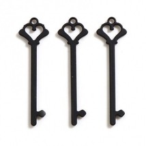 2 Skeleton Key Pendants Black Gunmetal Big Keys 35mm Wedding Favors Steampunk - £3.50 GBP