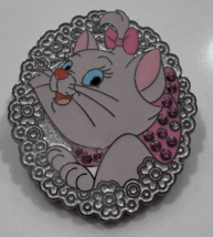 Disney Aristocats Cat Marie Pink Bow Flowers Jeweled Frame Pin 2016 - $15.83