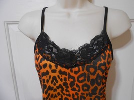 Cute Insanity Top Lg leopard print black lace trim soft sexy Casual Loun... - $7.91