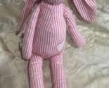 Rare Bunny Rabbit Plush Rattle Baby Toy Floppy Pink White Striped Long E... - $22.72