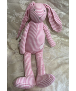 Rare Bunny Rabbit Plush Rattle Baby Toy Floppy Pink White Striped Long E... - £18.13 GBP