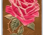 Haut Relief en Relief Doré Rose Best Souhaits 1909 DB Carte Postale S16 - $4.04
