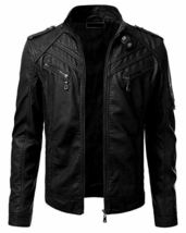  Men Vintage Style Cafe Racer Handmade Black Motorcycle Racing Leather Jacket - £131.48 GBP
