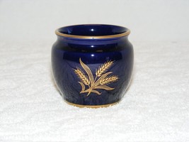 VINTAGE1948 Lenox Dark Blue With Gold Inlay Wheat Design Candle Holder Bowl Guc - £47.95 GBP