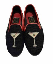 The Larkspur Collection Needlepoint Shoes Martini and Olives Size 7.5 Black - $54.44
