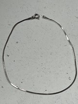 Long Thin 925 Marked Silver Flat Snake Chain Bracelet or Anklet – 9.5 inches in - £9.05 GBP