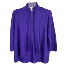 Chicos Womens Sweater Size 0=Small Purple Shrug 3/4 Sleeve Open Front Soft - £16.07 GBP