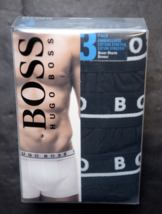 HUGO BOSS Uomo 3-Pack Nero Cotone Elastico Tronco Boxer Intimo - £19.32 GBP