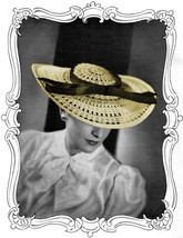 1930s Lacy, Wide Brimmed Wedding or Summer Garden Party Hat - Crochet (PDF 2014) - £2.89 GBP