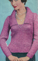 1950s Ladies Slim-Fit Shawl Collar Sweater  - Knit (PDF 5592) - £2.96 GBP