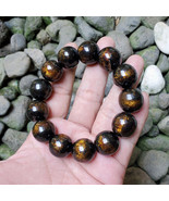 Sparkling Indonesian Sea Willow Bracelet 18 MM Golden Black Coral Hailiu... - $85.00