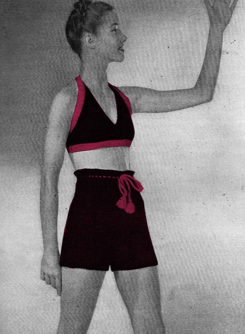 1940s Halter Neck Midriff Bikini Bra Top & Shorts, Bathing Suit from (PDF 6547) - $3.75