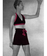 1940s Halter Neck Midriff Bikini Bra Top &amp; Shorts, Bathing Suit from (PD... - £2.94 GBP