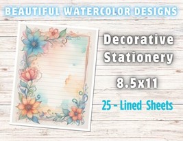 WHIMSY -25 Sheets Watercolor Design Decorative Paper Letter Writing Paper #019 - $15.00