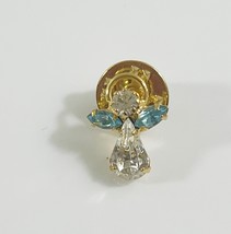 March Birthstone Guardian Angel Lapel Pin Light Blue &amp; Clear Faceted Cry... - $184.53 MXN