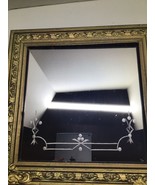 Victorian Square Etched Hanging Wall Mirror Ornate  Gold Wood Frame - $3,008.78 MXN