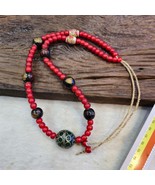 8mm Venetian white heart with Bras Brass &amp; ceramic handmade Beaded Necklace - $972.77 MXN