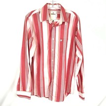 Mens Size Large Murphy &amp; Nye Chieti, Italy Red Retro Striped Button Fron... - $19.59