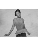 1940s Ladies See Thru Sweater Blouse w/Peplum &amp; Cap Sleeves - Knit (PDF ... - £2.94 GBP