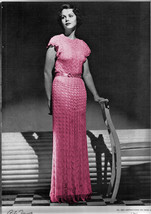 1930s Glamorous Evening Gown or Party Dress with Short Sleeves Maxi (Knit PDF 34 - $4.00