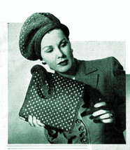 1940s Polka Dot Slouch Beret Hat and Hand Bag or Purse - Knit pattern (PDF 8060) - £2.80 GBP