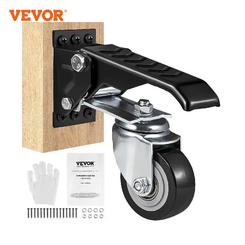 VEVOR 165 lbs 2.5&quot; Set of 4 Workbench Caster Wheels Side Mounted Retractab - £53.22 GBP