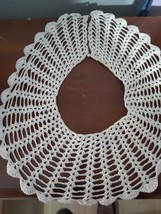 Vintage Hand Crochet 16&quot; White Dress Collar with Button Closure 3.5&quot; Wide (p1) - £8.50 GBP
