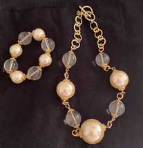 park lane large bead and faux pearl necklace bracelet set - £23.49 GBP