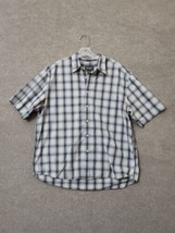 Eddie Bauer Button Up Shirt Mens XL Gray Plaid Short Sleeve Cotton - $21.65