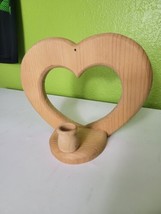 Vintage Candle Holder Wooden Heart Shaped - $19.59