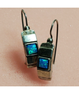 All Solid Sterling 925 Silver Dangle Pierced Earrings Blue Opal Stones 6... - £27.47 GBP