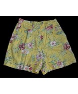 Vtg 90s Y2K Ralph Lauren Linen Shorts 6 Petite Yellow Pink Floral Tropical - £23.29 GBP
