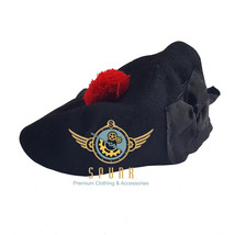 Scottish Black Tam O Shanter Hat Military Bonnet Beret Balmoral Scott&#39;s Army Cap - £37.68 GBP