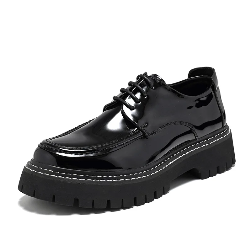 Men Platform Oxfords Fashion Patent Leather Male Office Dress Shoes Vint... - $73.08