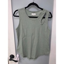 Hudson North Green Ribbed Tank Top XL Asymmetrical Neckline - $18.00