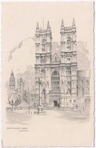 United Kingdom UK Postcard London Westminster Abbey Drawing - £2.32 GBP