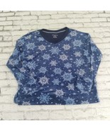 Nautica Pajama Top Womens Medium Blue Snowflake Stretch Fleece Loungewear - €17,62 EUR