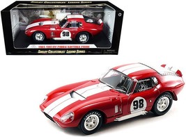 1965 Shelby Cobra Daytona Coupe #98 Red with White Stripes 1/18 Diecast Model C - £65.12 GBP
