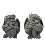 Set of 2 Gothic Notre Dame Gargoyle Shield And Sword Bearer Chimera Figu... - $174.20 CAD