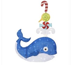 42 in. Tinsel LED Whale with Lollipop Candy Holiday Yard Decoration - £179.90 GBP