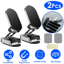 2Pack Alloy Folding Magnetic Car Phone Holder 360 Rotation Phone Mount Stand - £19.14 GBP