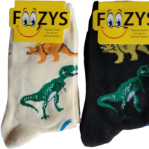 Dinosaurs Socks Novelty Crew Dress Casual SOX Foozys 2 Pair 9-11 T-Rex 2... - £7.77 GBP