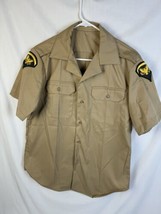 Vintage Military Shirt Army Uniform Khaki Button Cotton Mens Medium USA - $29.99