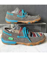 Twisted X Boat Shoe Driving Moc Dusk Teal Southwest Pattern - Women&#39;s Si... - $37.95