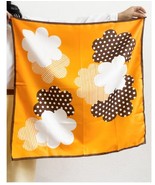 Vintage Italian Made Scarf 1960&#39;s Yellow-Orange &amp; Brown &amp; White 26.5&quot; Sq... - $283.40 MXN