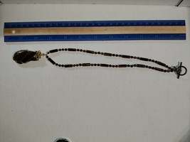 tiger eye beaded necklace and wired large tiger eye Pendant. - $24.75