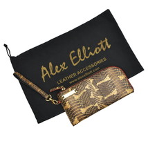 Alex Elliott Leather Wristlet Wallet Snakeskin Print with Dustcover - £19.63 GBP